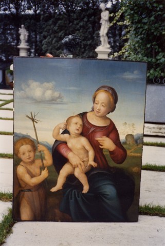 Anonimo — Francesco di Cristoforo - sec. XVI - Madonna con Bambino e san Giovannino — insieme